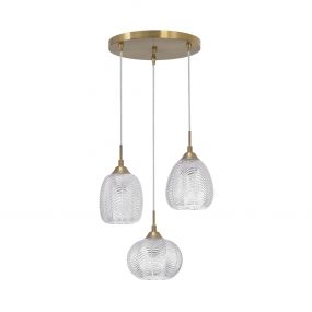 Nova Luce Vario - hanglamp - Ø 39 x 120 cm - satijn goud en transparant