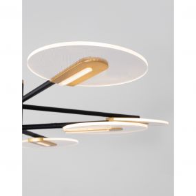 Nova Luce Genti - hanglamp - Ø 89 x 63 cm - 56W LED incl. - zwart en goud