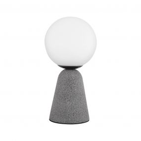 Nova Luce Zero - tafellamp - Ø 10 x 20 cm - grijs en opaal