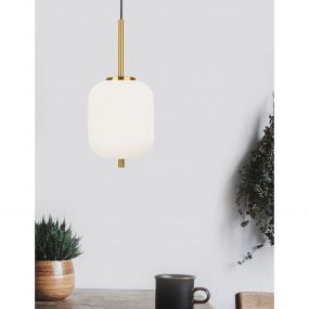 Nova Luce Lato - hanglamp - Ø 16,5 x 120 cm - antiek messing