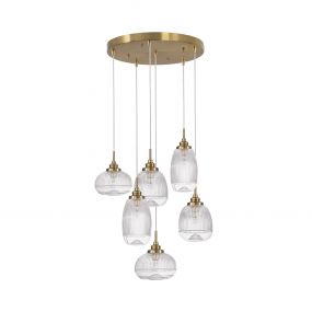 Nova Luce Mond - hanglamp - Ø 51 x 120 cm - satijn goud en transparant