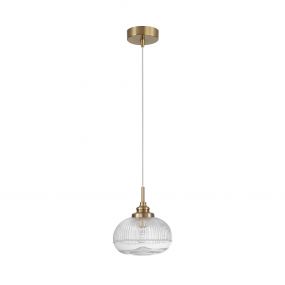 Nova Luce Mond - hanglamp - Ø 18 x 120 cm - satijn goud en transparant
