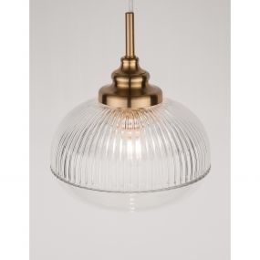 Nova Luce Mond - hanglamp - Ø 18 x 120 cm - satijn goud en transparant