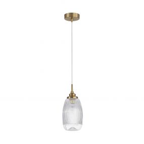 Nova Luce Mond - hanglamp - Ø 13 x 120 cm - satijn goud en transparant