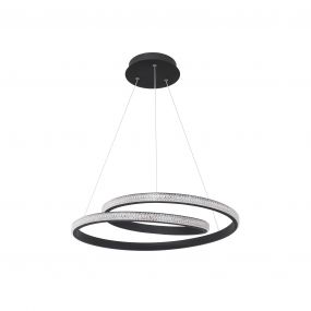Nova Luce Grania - hanglamp - Ø 55 x 120 cm - 25W dimbare LED incl. - zand zwart