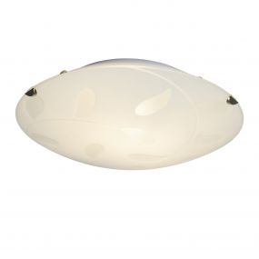 Brilliant Melania - wand / plafondverlichting - Ø 25 x 7 cm - 9W LED incl. - mat glas met bladpatroon (stockopruiming!)