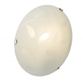 Brilliant Melania - wand / plafondverlichting - Ø 25 x 7 cm - 9W LED incl. - mat glas met bladpatroon (stockopruiming!)