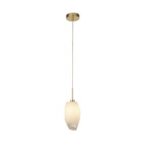 Searchlight Rocky - hanglamp - Ø 11 x 120 cm - satijn messing en wit