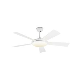 Faro Saona - plafondventilator met licht en afstandsbediening en timer - Ø 132 cm - 24W dimbare LED incl. - mat wit