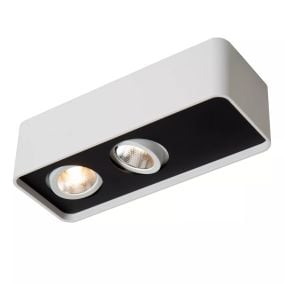 Lucide Angular - plafondspot - 18 x 7 x 5 cm - 2x 6W dimbare LED incl. - wit met zwart