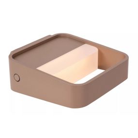 Lucide Silvi - oplaadbare wandlamp - 13 x 13,5 x 5 cm - 3,7W dimbare LED incl. - roest bruin