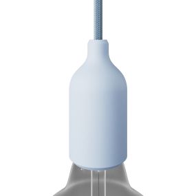 Creative Cables - Siliconen E27 lamphouderkit met verborgen kabelklem - Ø 4,4 x 9,2 cm - licht blauw