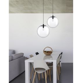 Nova Luce Ovvio - hanglamp - Ø 40 x 195 cm - transparant en zwart