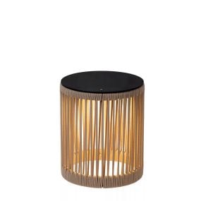 Lucide Pingi - oplaadbare vloerlamp - Ø 33,5 x 36,5 cm - 3 stappen dimbaar - IP44 - taupe
