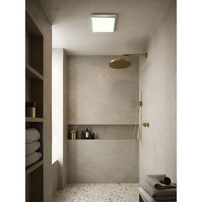 Nordlux Oja - badkamer plafondverlichting - 30 x 30 x 2,5 cm - 3 stappen Moodmaker SceneSelect functie - 14,5W LED incl. - IP54 - chroom/wit