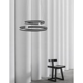 Nova Luce Torrente - hanglamp - 80 x 40 x 120 cm - 55W dimbare LED incl. - zand zwart