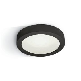 ONE Light LED Plafo Round - plafondverlichting - Ø 24 x 3,9 cm - 16W LED incl. - zwart - warm witte lichtkleur
