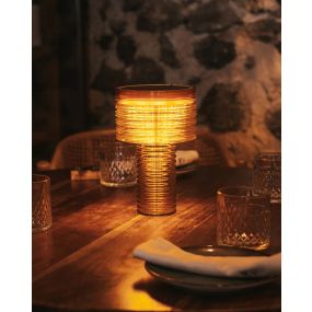 New Garden Amber - oplaadbare tafellamp op zonne-energie - Ø 16 x 25 cm - 3,6W LED incl. - 3 stappen dimmer - IP44 - amber