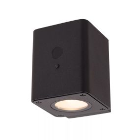 Lucide Ramin - buiten wandlamp met dag- nachtsensor op zonne-energie - 12,2 x 8,8 x 10,5 cm - 1W dimbare LED incl. - IP54 - zwart