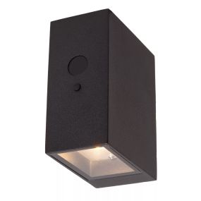 Lucide Bolton - buiten wandlamp met dag- nachtsensor op zonne-energie - 11,2 x 5,8 x 12 cm - 1W dimbare LED incl. - IP54 - zwart