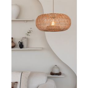 Good & Mojo - hanglamp - Ø 50 x 200 cm - natuurlijke rotan