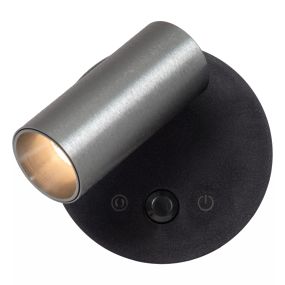 Lucide Toni - oplaadbare wandlamp met bewegingssenor - Ø 8,1 x 12,4 cm - 2W dimbare LED incl. - grijs