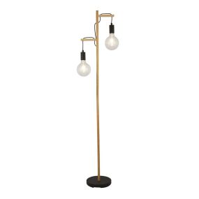 Searchlight Woody - staanlamp - 29 x 154,5 cm - zwart en bruin