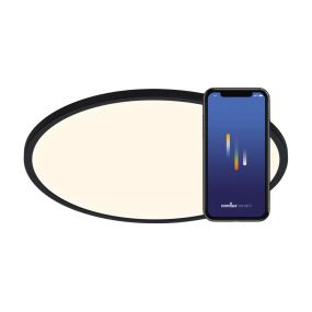 Nordlux Oja Smart - plafondlamp - Ø 42 x 2,3 cm - 20W - dimfunctie via app - 2700-6500K - zwart