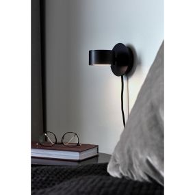 Nordlux Clyde - wandverlichting met schakelaar - 10 x 10 cm - 3 stappen dimmer - 5,5W LED incl. - zwart