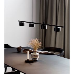 Nordlux Clyde - hanglamp - 115 x 8,5 x 209,3 cm - 3 stappen dimmer - 4 x 5W LED incl. - zwart
