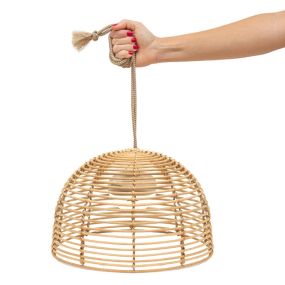 New Garden Bossa - buiten hanglamp met oplaadbare lichtbron en afstandsbediening - 9W LED incl. - Ø 35 x 22 x 300 cm - IP54 - rotan
