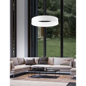 Nova Luce Rando - hanglamp - Ø 60 x 120 cm - 42W LED incl. - witte lichtkleur - mat wit
