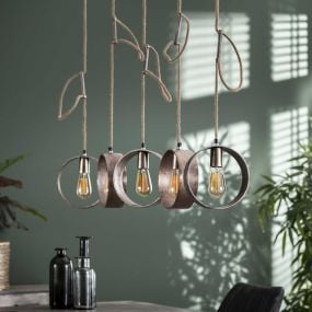 Vico Loop - hanglamp 5L - 120 x 21 x 150 cm - Antiek nikkel
