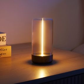 Zuma Line Esterno - oplaadbare tafellamp - Ø7 x 14,5 cm - 0,5W LED incl. - 3 stepdim - IP54 - zwart
