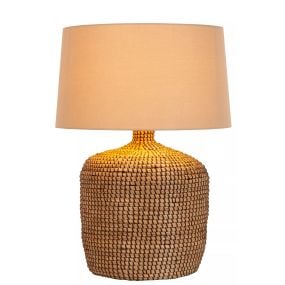 Lucide Ambala - tafellamp - Ø 35 x 48 cm - lichtbruin en wit
