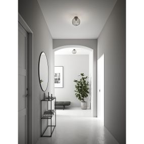 Nordlux Alton - plafondverlichting - Ø 27,5 x 24 cm - zwart en gerookt glas