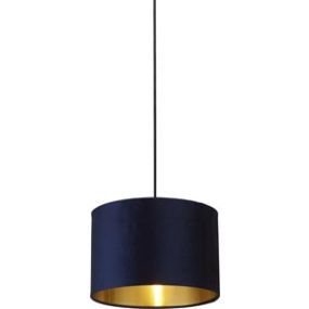 Searchlight Drum Shade - lampenkap - Ø 30 x 20 cm - marineblauw en geborsteld goud