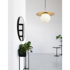 Nova Luce Obbit - hanglamp - Ø 38 x 120 cm - goud en opaal