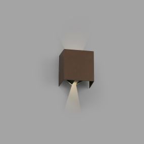 Faro Olan - wandverlichting - 14,5 x 14 x 10,5 cm - 6W LED incl. - IP65 - roestbruin