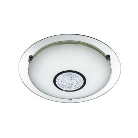 Searchlight Bathroom - plafondlamp badkamer - Ø 32 x 8 cm - 12W LED incl. - IP44 - chroom