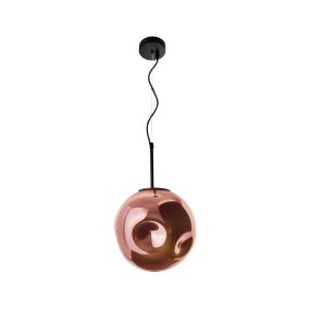 Nova Luce Mayan - hanglamp - Ø 30 x 120 cm - mat zwart en koper