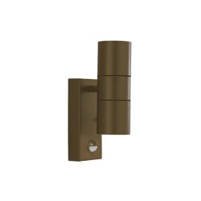 Searchlight Metro - buiten wandlamp met PIR-sensor - 7 x 21 cm -IP44 - rustiek bruin