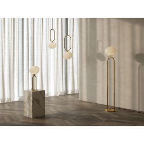 Design for the People Shapes 27 - hanglamp - Ø 27 x 368,5 cm - wit en messing