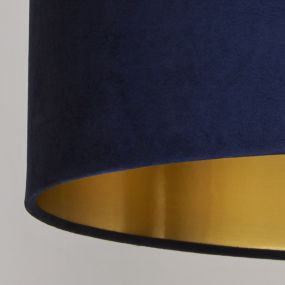 Searchlight Drum Shade - lampenkap - Ø 30 x 20 cm - marineblauw en geborsteld goud