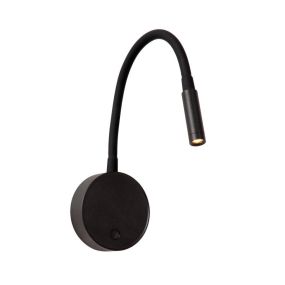 Lucide Asja - oplaadbare wandlamp - Ø 8,5 x 42,1 cm - 3W dimbare LED incl. - zwart en goud