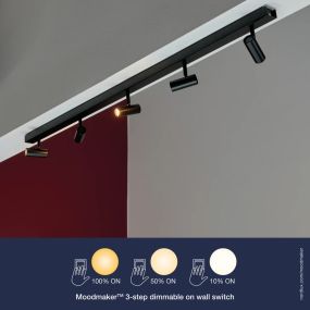 Nordlux Omari - opbouwspots  5L - 12 x 118 cm - 3 stappen dimmer - 5 x 3,2W LED incl. - zwart