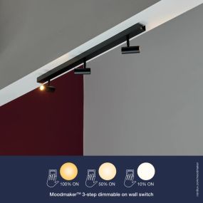 Nordlux Omari - opbouwspots 3L - 12 x 78 cm - 3 stappen dimmer - 3x 3,2W LED incl. - zwart