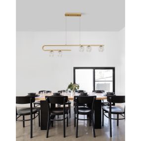 Nova Luce Mirano - hanglamp - 113 x 10 x 180 cm - messing goud en transparant
