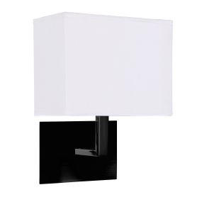 Searchlight Hotel - wandlamp - 20 x 26 cm - mat zwart en wit