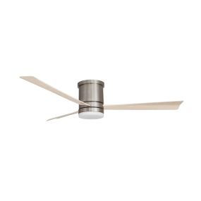 Nova Luce Silky - plafondventilator met licht en afstandsbediening - Ø 132 x 25 cm - 18W LED incl. - geborsteld nikkel